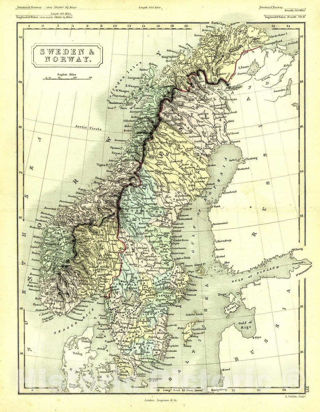 Historic Map : 1861 Sweden and Norway : Vintage Wall Art