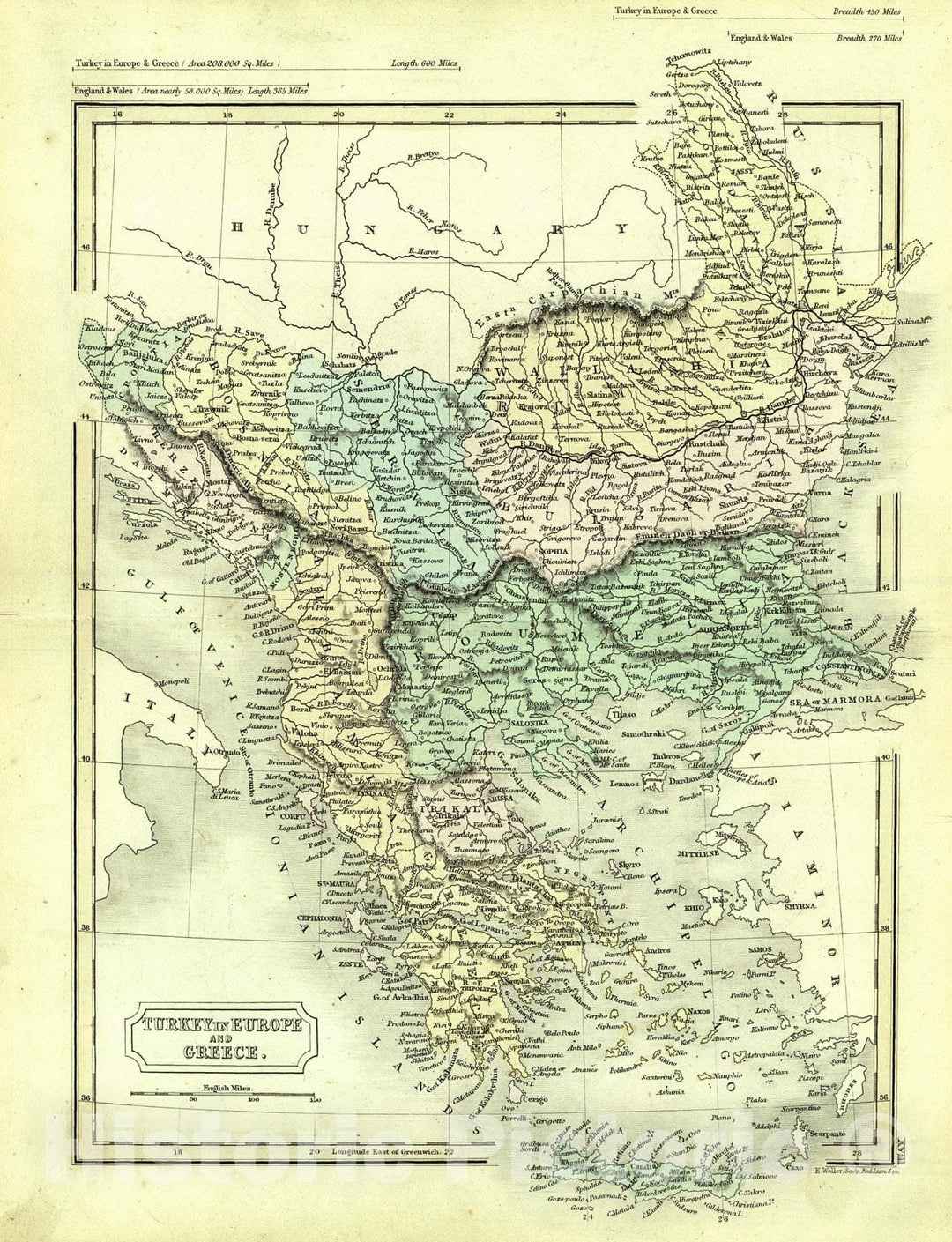 Historic Map : 1861 Turkey in Europe, Greece : Vintage Wall Art