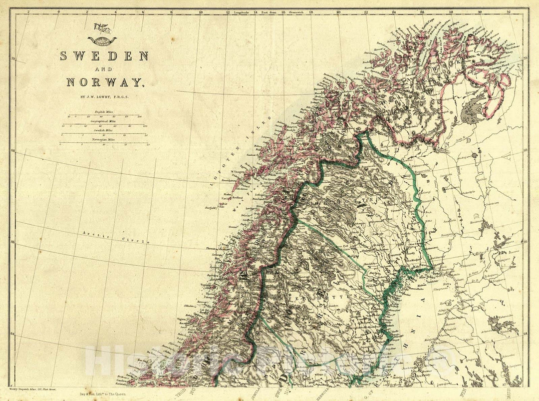 Historic Map : 1862 Sweden and Norway : Vintage Wall Art