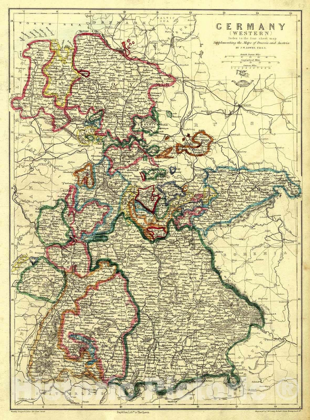 Historic Map : 1862 Germany (Western) : Vintage Wall Art