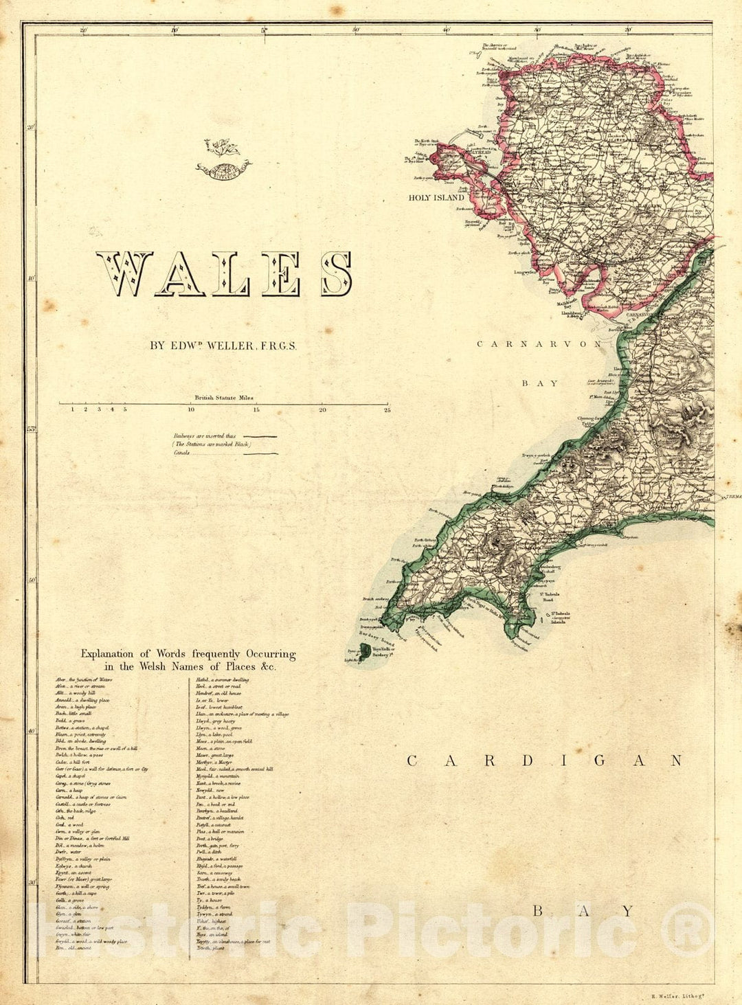 Historic Map : 1862 Wales : Vintage Wall Art