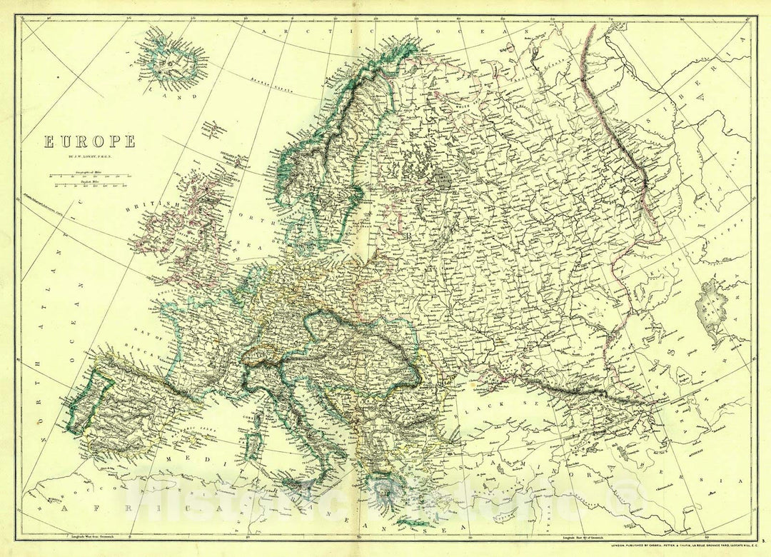 Historic Map : 1862 Europe : Vintage Wall Art