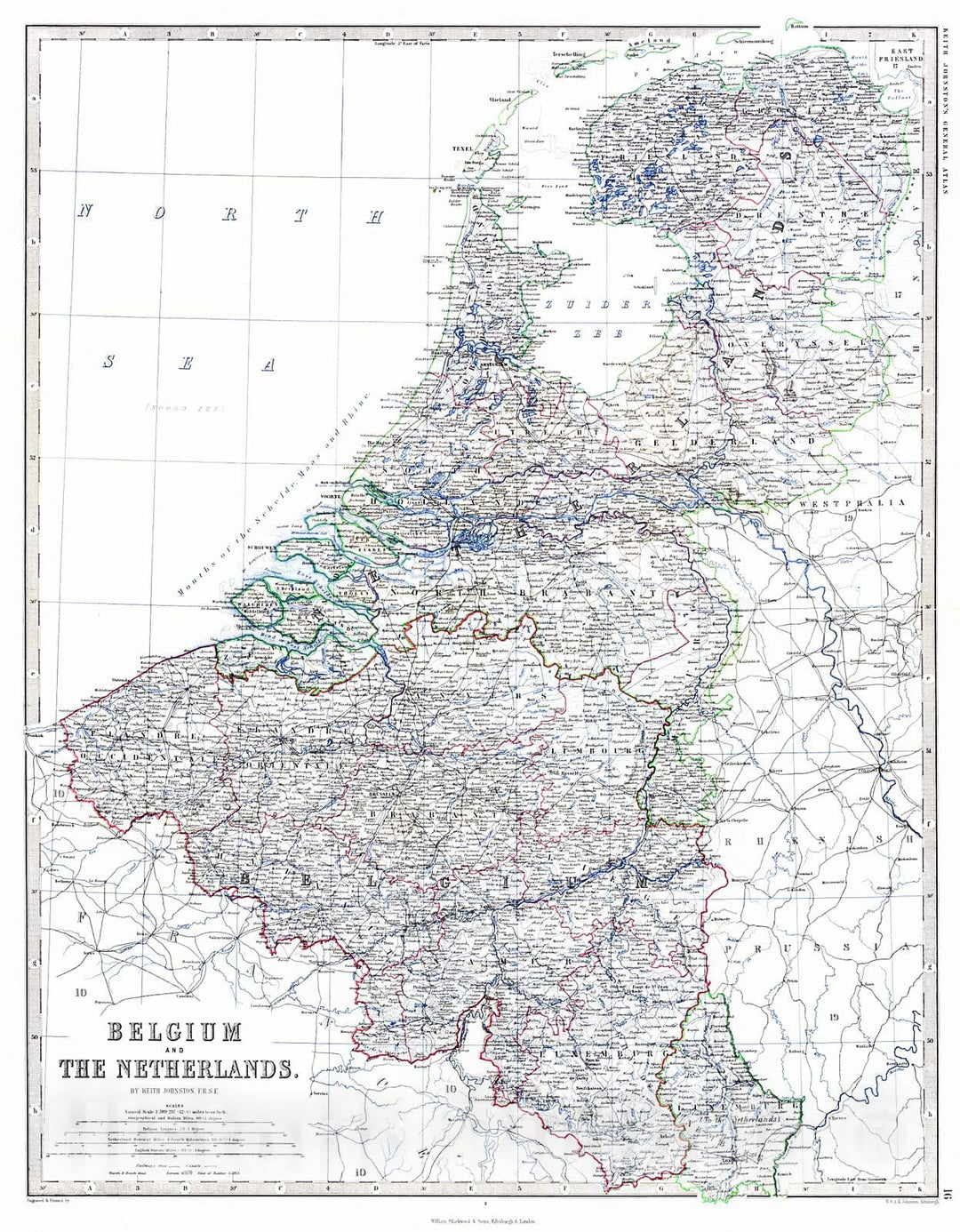 Historic Map : 1863 Belgium and the Netherlands : Vintage Wall Art