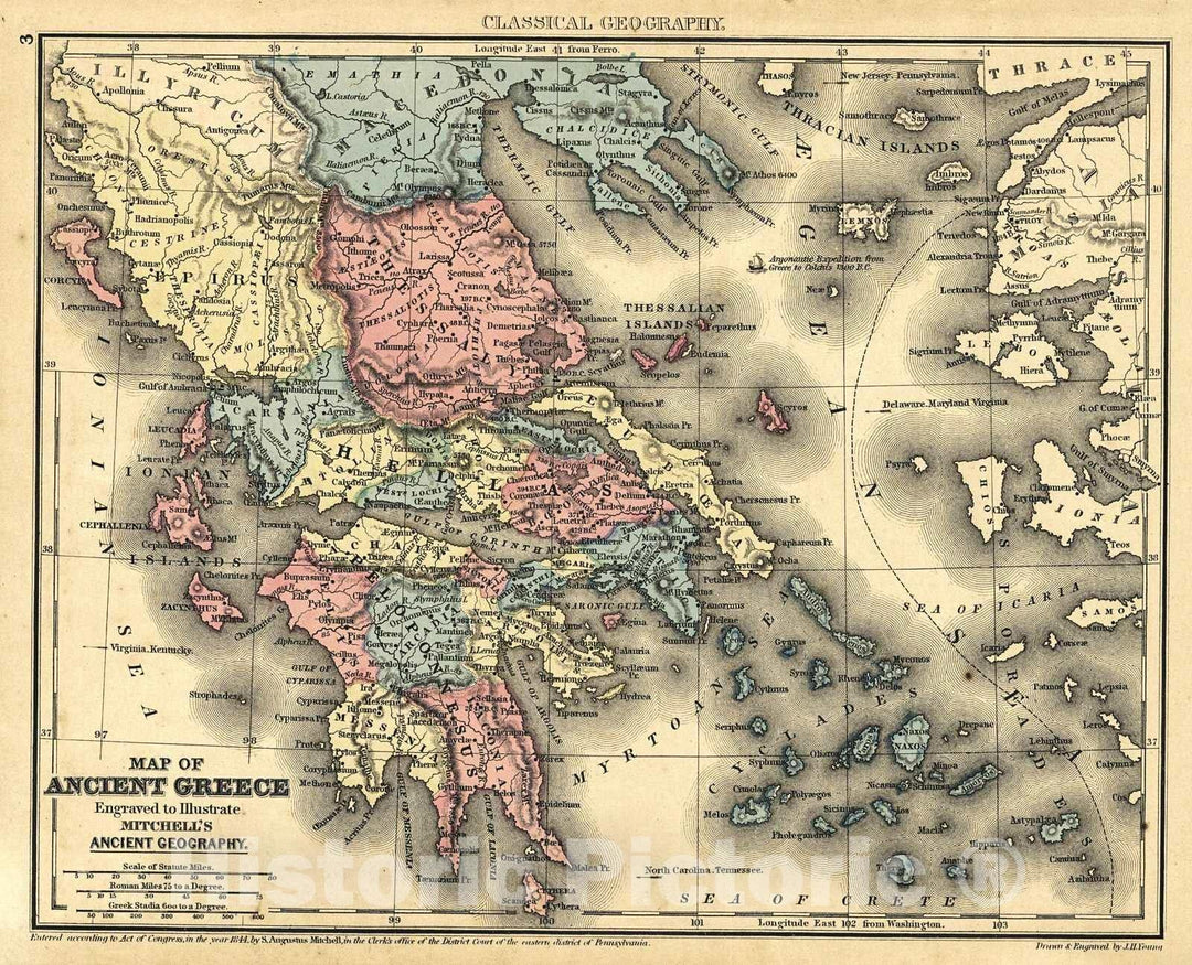 Historic Map : 1864 Map of Ancient Greece : Vintage Wall Art