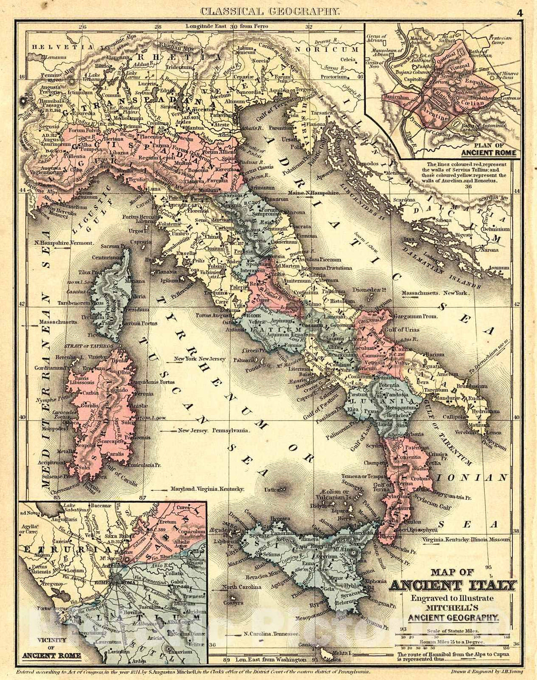 Historic Map : 1864 Map of Ancient Italy : Vintage Wall Art