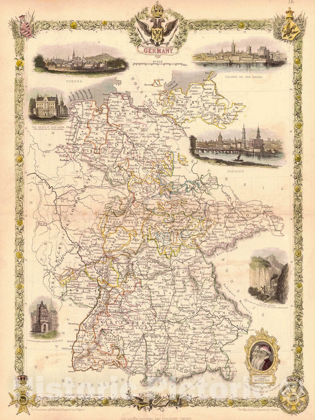 Historic Map : 1865 Germany : Vintage Wall Art