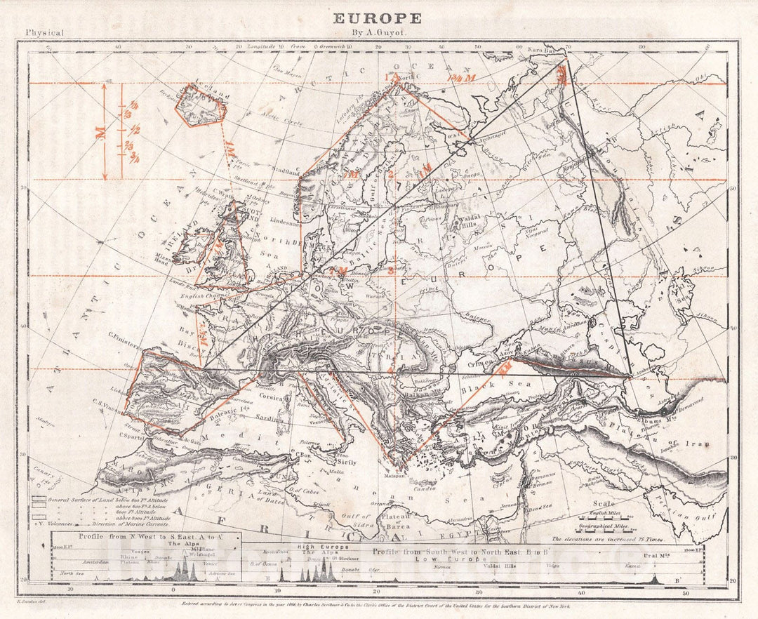 Historic Map : 1868 Europe : Vintage Wall Art