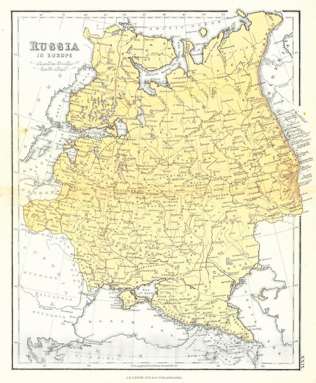 Historic Map : 1869 Russia in Europe : Vintage Wall Art