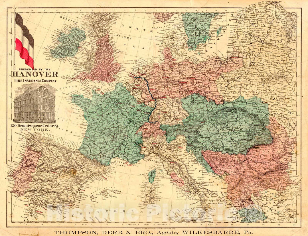 Historic Map : 1870 [Europe] : Vintage Wall Art