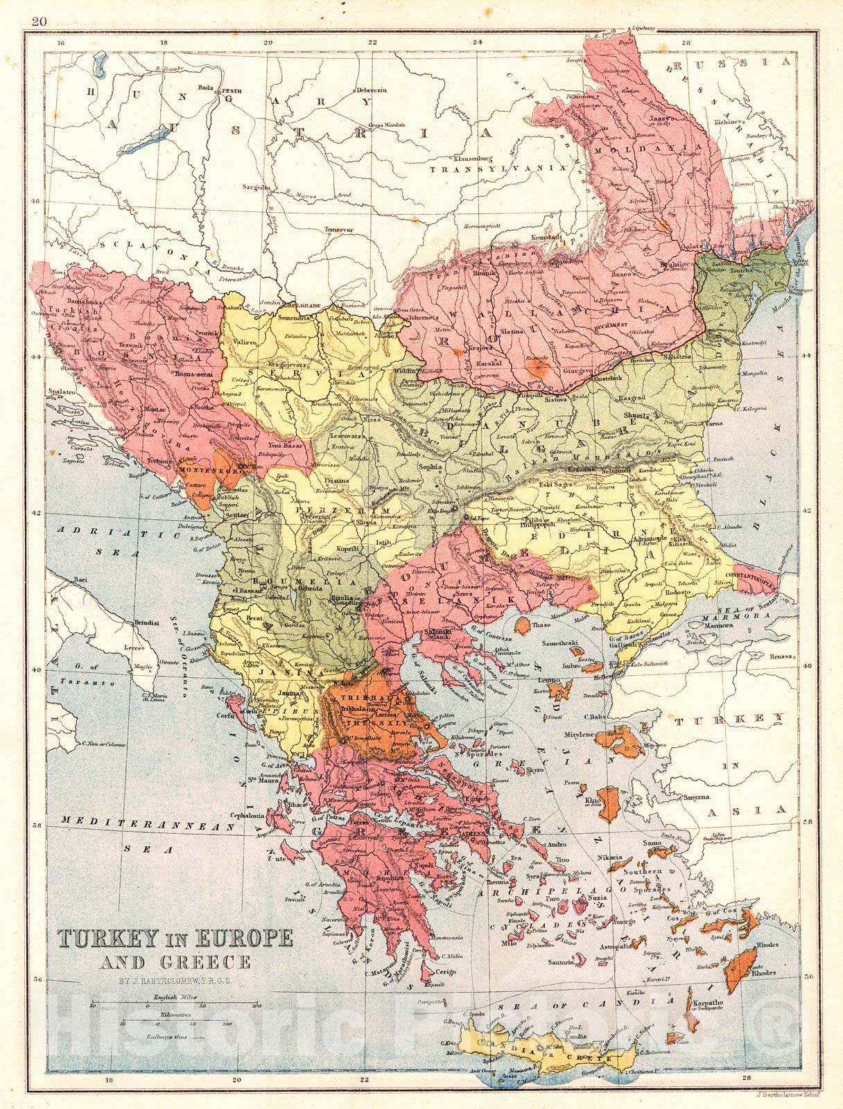 Historic Map : 1870 Turkey in Europe and Greece : Vintage Wall Art