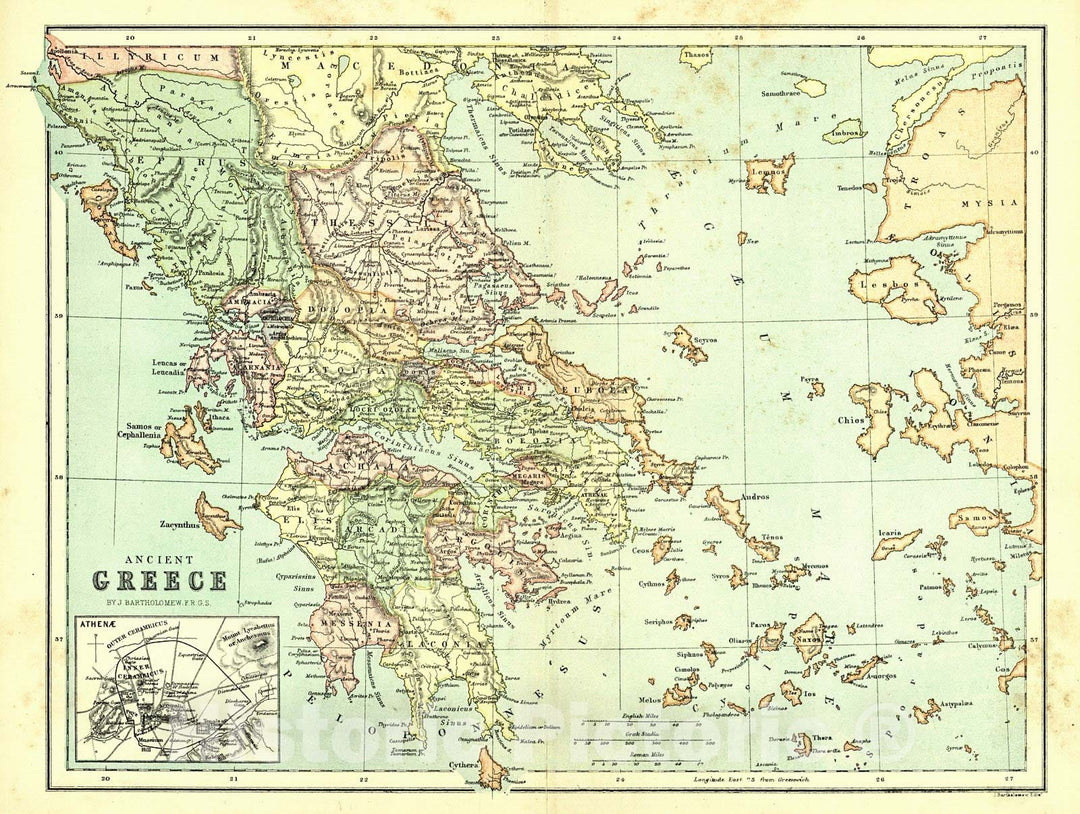 Historic Map : 1872 Ancient Greece : Vintage Wall Art