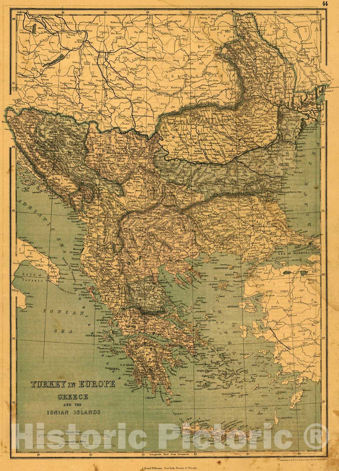 Historic Map : 1873 Turkey in Europe, Greece and the Ionian Islands : Vintage Wall Art