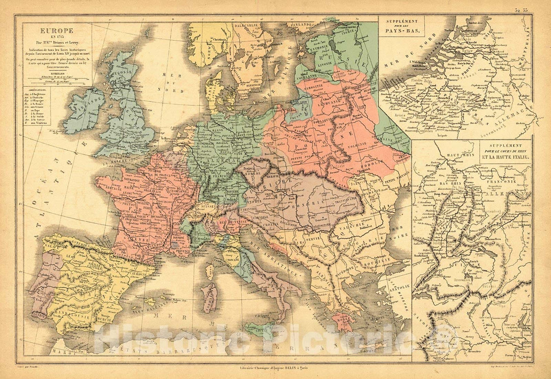 Historic Map : 1878 Europe en 1715 : Vintage Wall Art