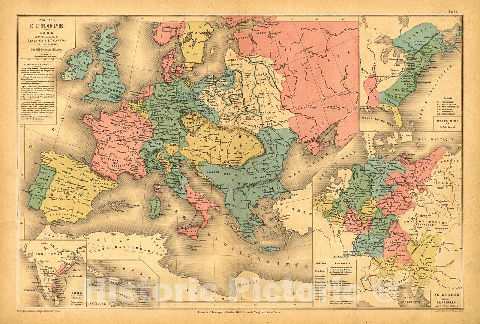 Historic Map : 1878 Europe 1715-1789 : Vintage Wall Art