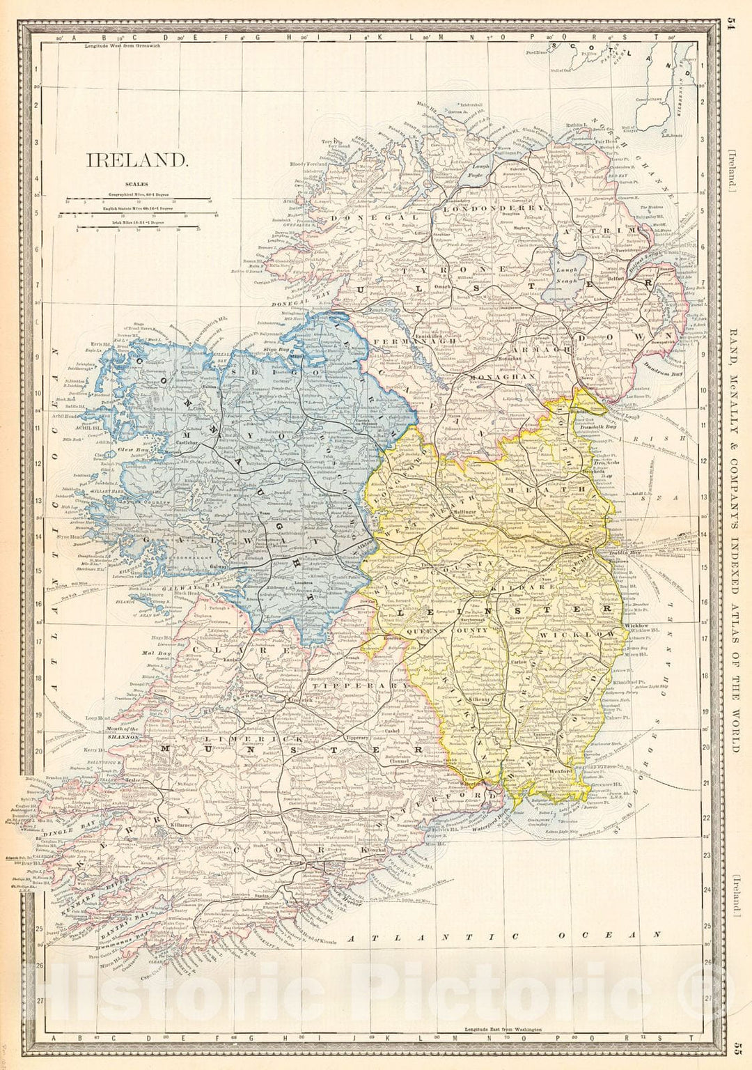 Historic Map : 1882 Ireland : Vintage Wall Art