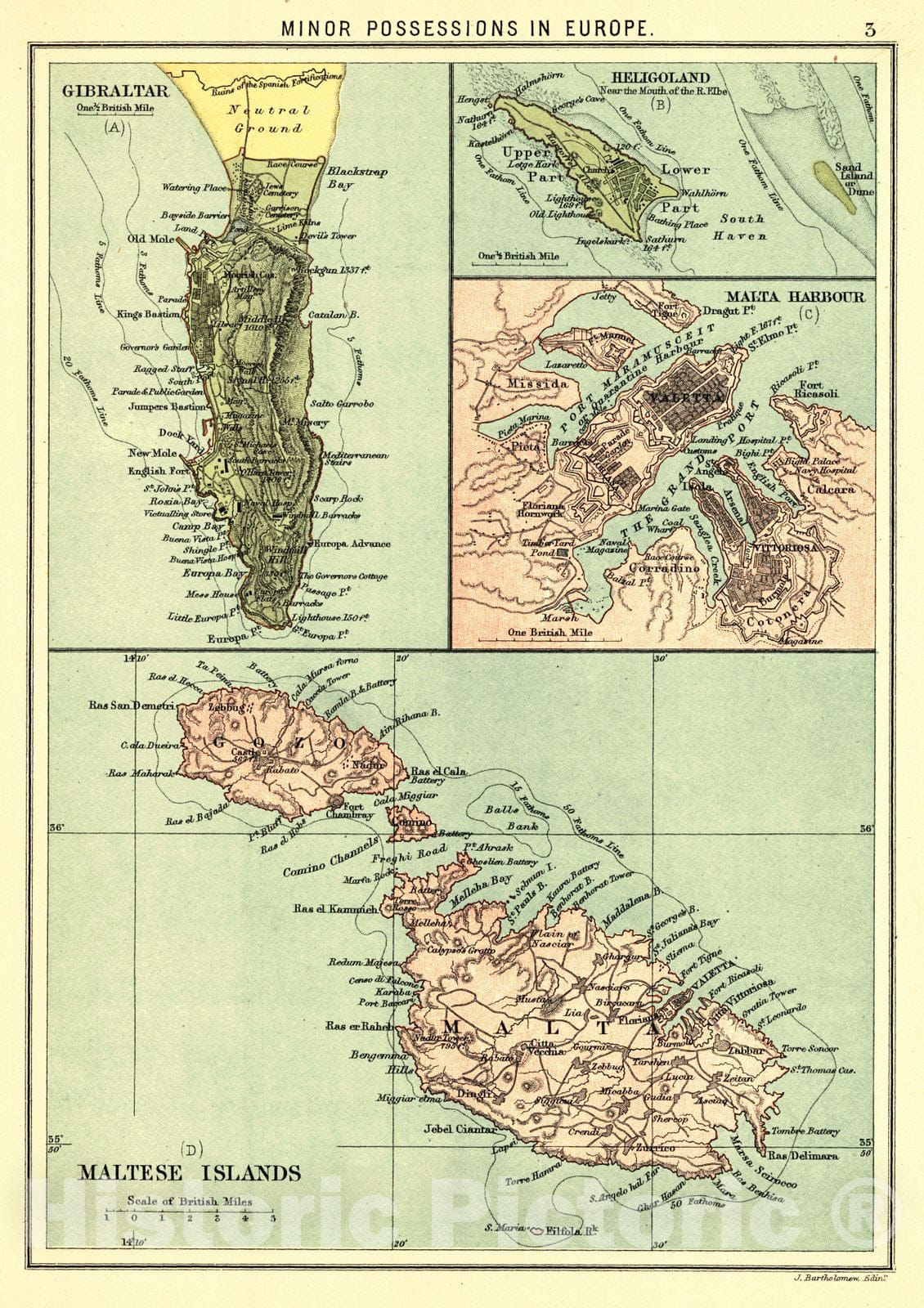 Historic Map : 1883 Minor Possessions in Europe : Vintage Wall Art