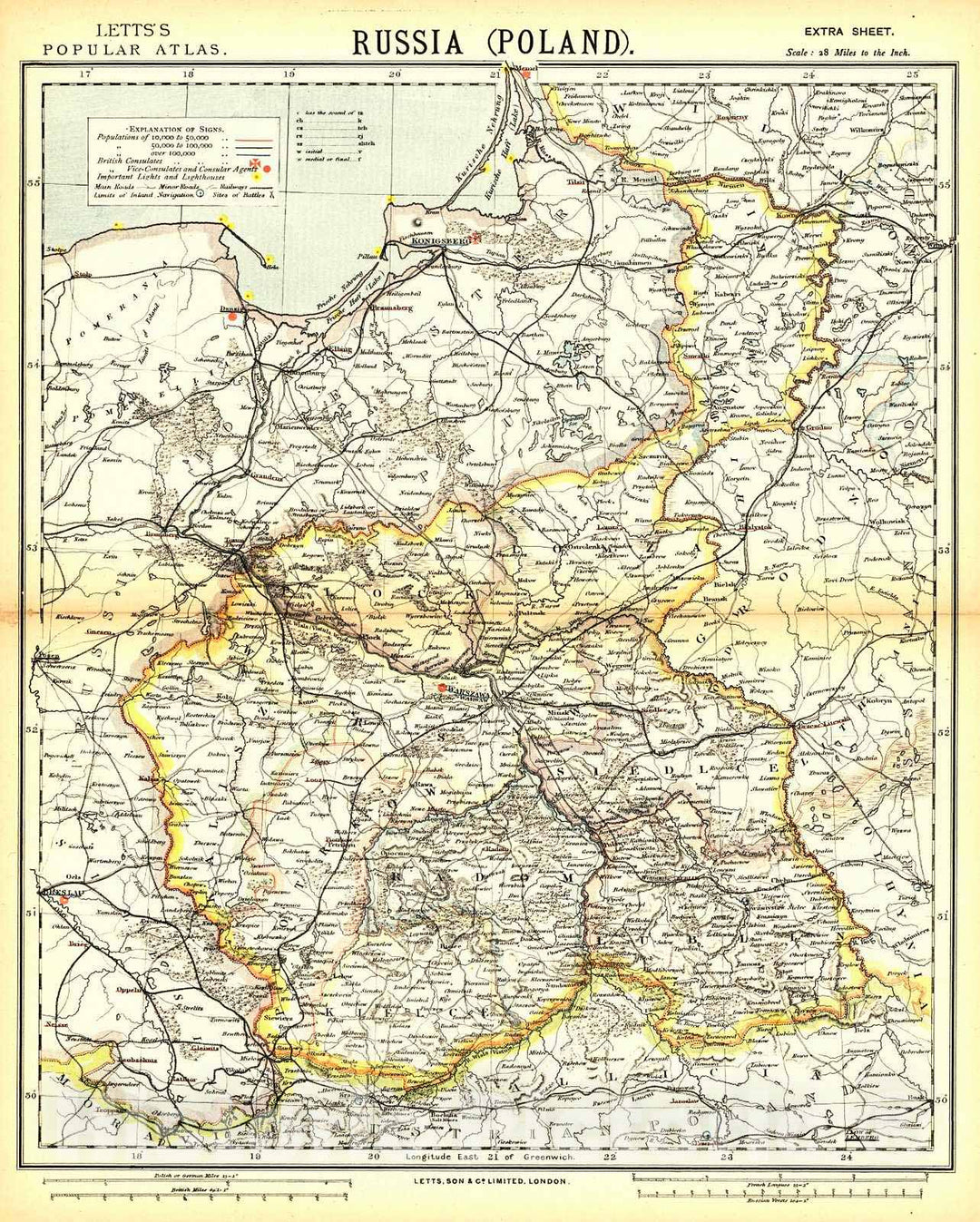 Historic Map : 1884 Russia (Poland) : Vintage Wall Art