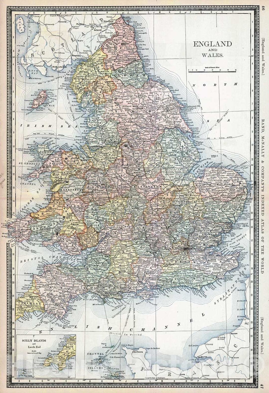 Historic Map : 1884 England & Wales : Vintage Wall Art