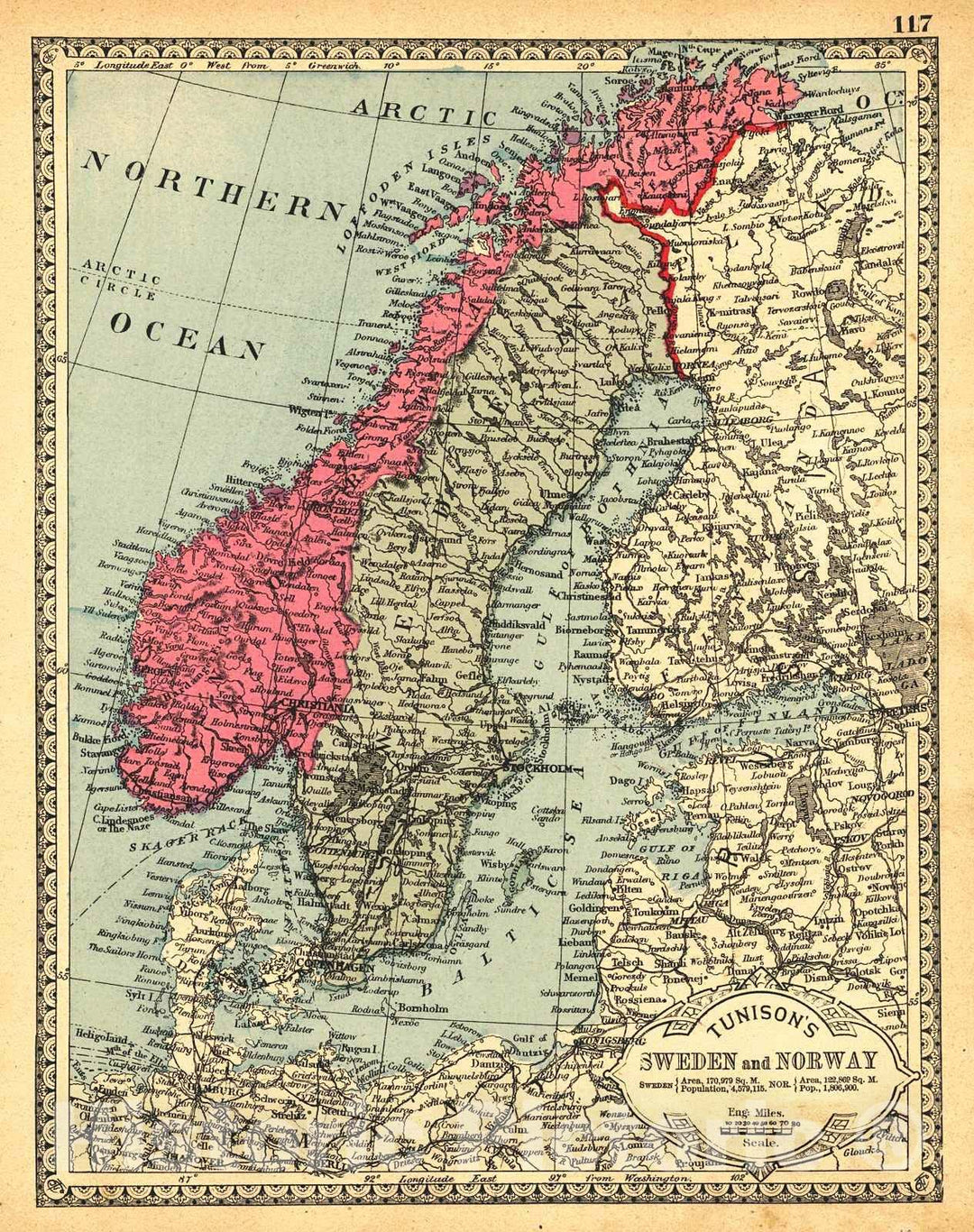 Historic Map : 1885 Sweden and Norway : Vintage Wall Art