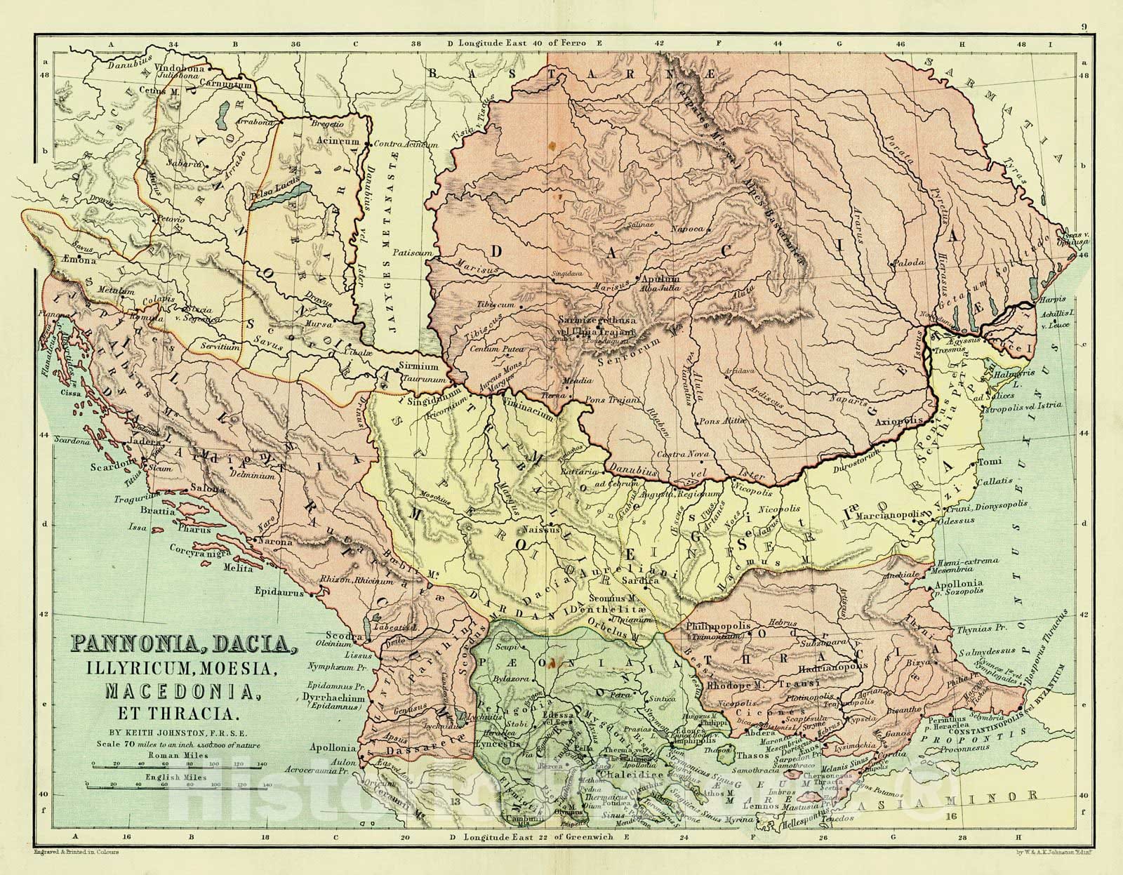 Historic Map : 1886 Pannonia, Dacia, Illyricum, Moesia, Macedonia et Thracia : Vintage Wall Art