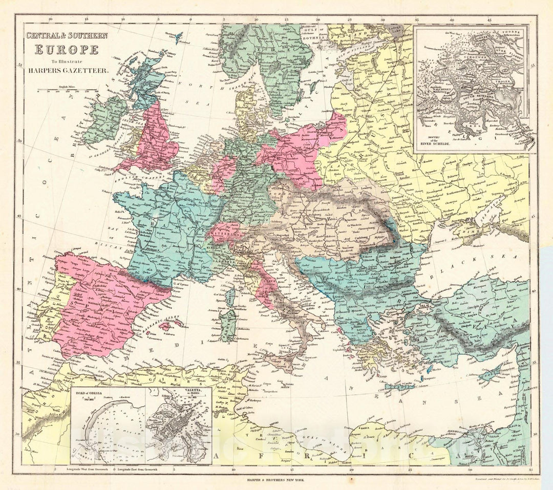 Historic Map : 1888 Central & Southern Europe : Vintage Wall Art