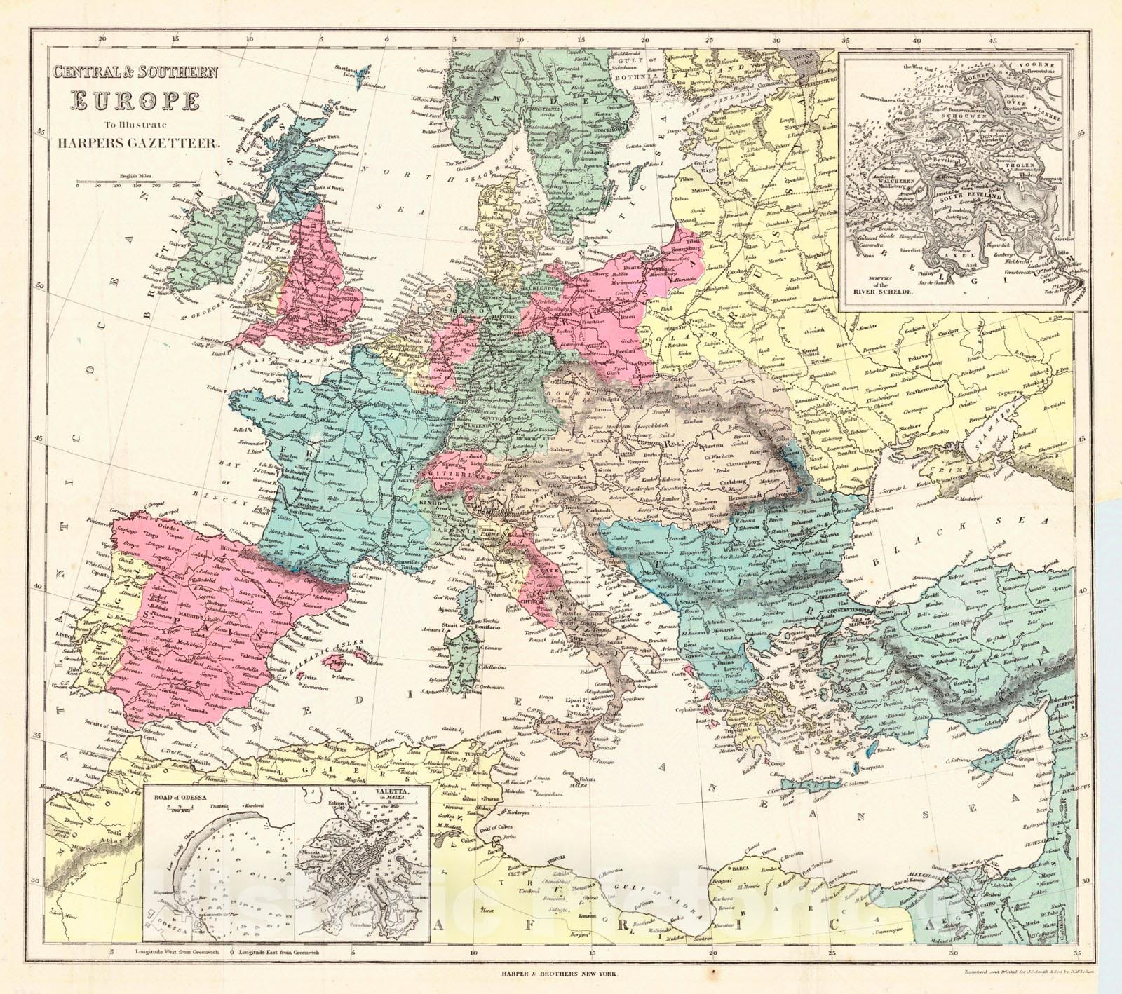 Historic Map : 1888 Central & Southern Europe : Vintage Wall Art