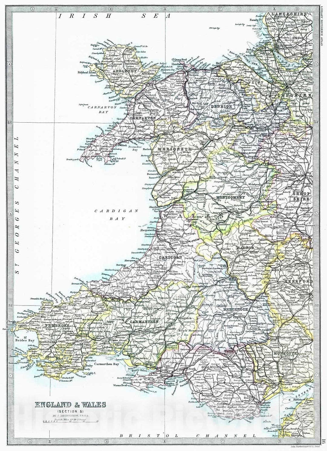 Historic Map : 1890 England and Wales (Section 5) : Vintage Wall Art