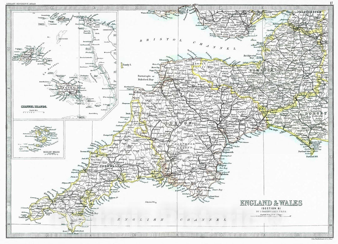 Historic Map : 1890 England and Wales (Section 6) : Vintage Wall Art