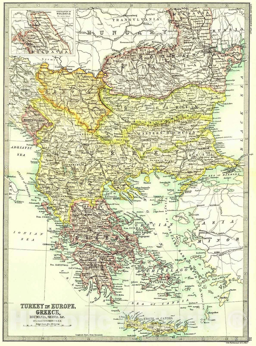 Historic Map : 1890 Turkey in Europe, Greece : Vintage Wall Art