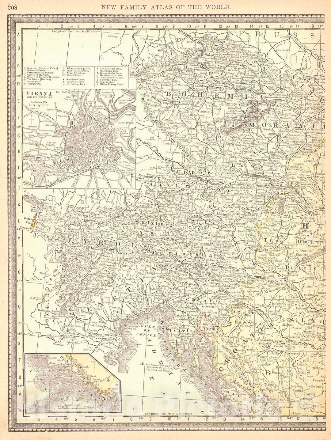 Historic Map : 1890 Austria-Hungary : Vintage Wall Art