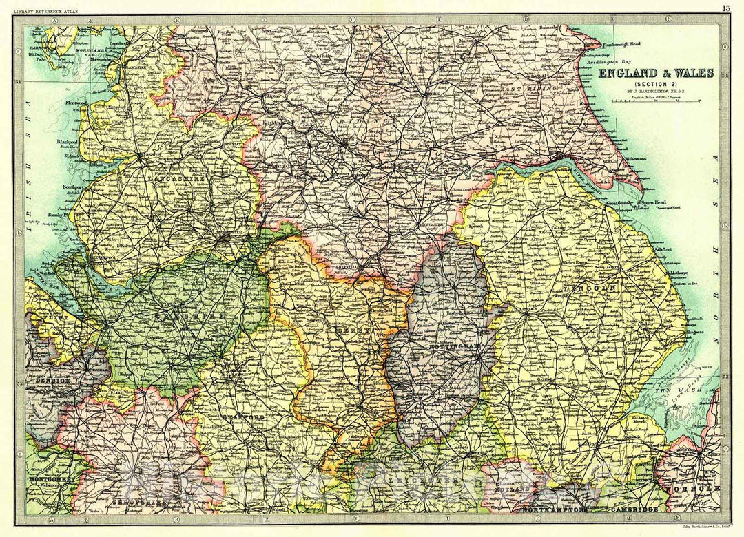 Historic Map : 1890 England and Wales (Section 2) : Vintage Wall Art