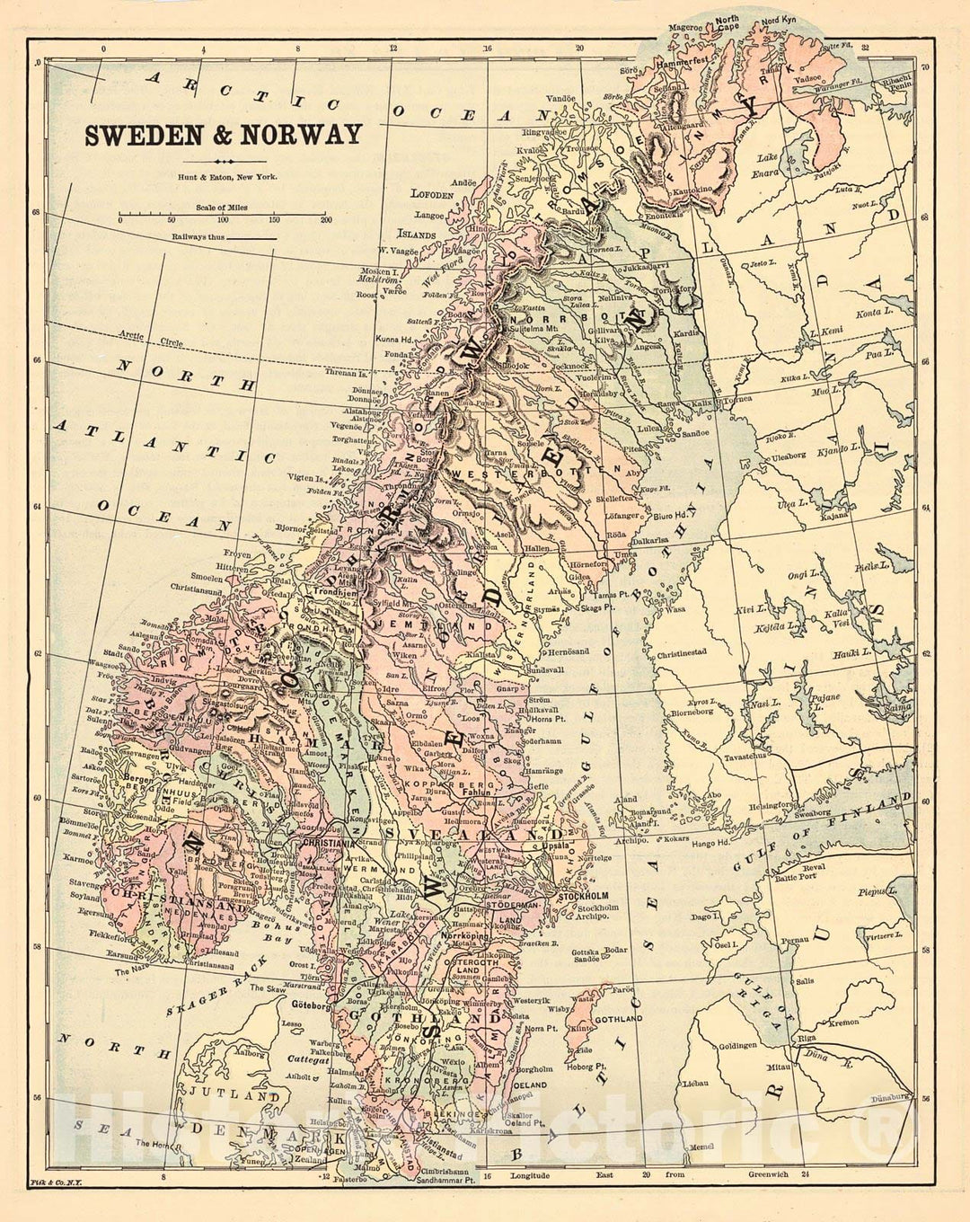 Historic Map : 1892 Sweden & Norway : Vintage Wall Art