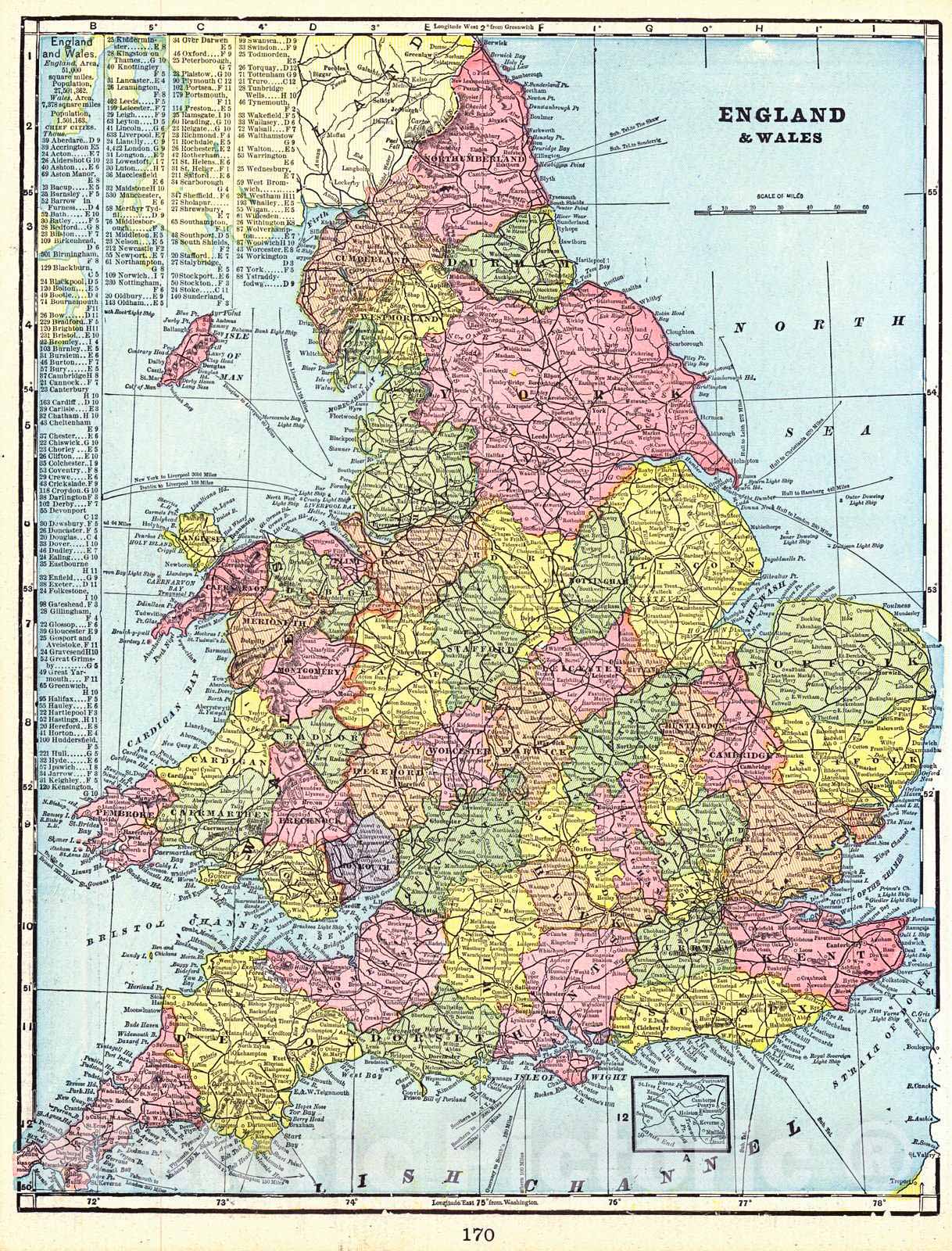 Historic Map : 1898 England & Wales : Vintage Wall Art