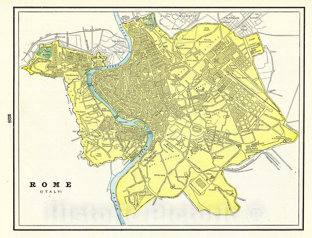 Historic Map : 1898 Rome (Italy) : Vintage Wall Art