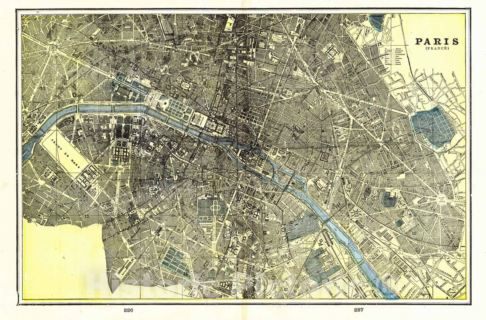 Historic Map : 1898 Paris (France) : Vintage Wall Art