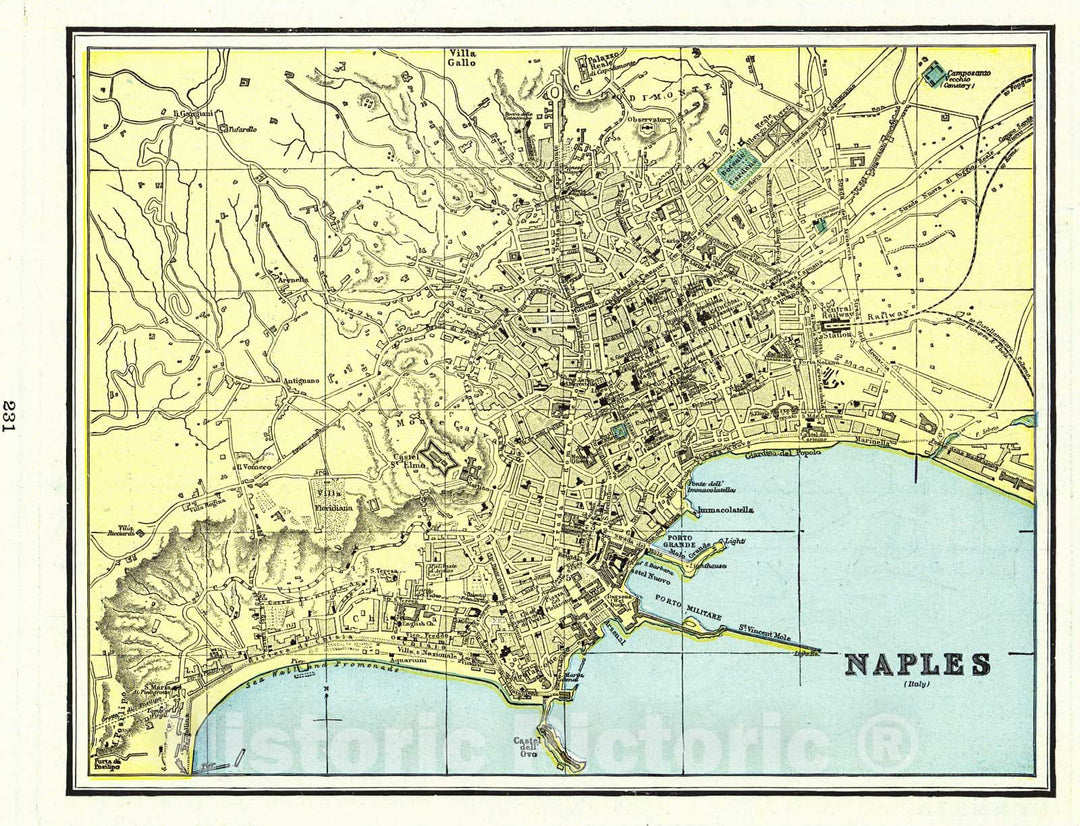 Historic Map : 1898 Naples (Italy) : Vintage Wall Art