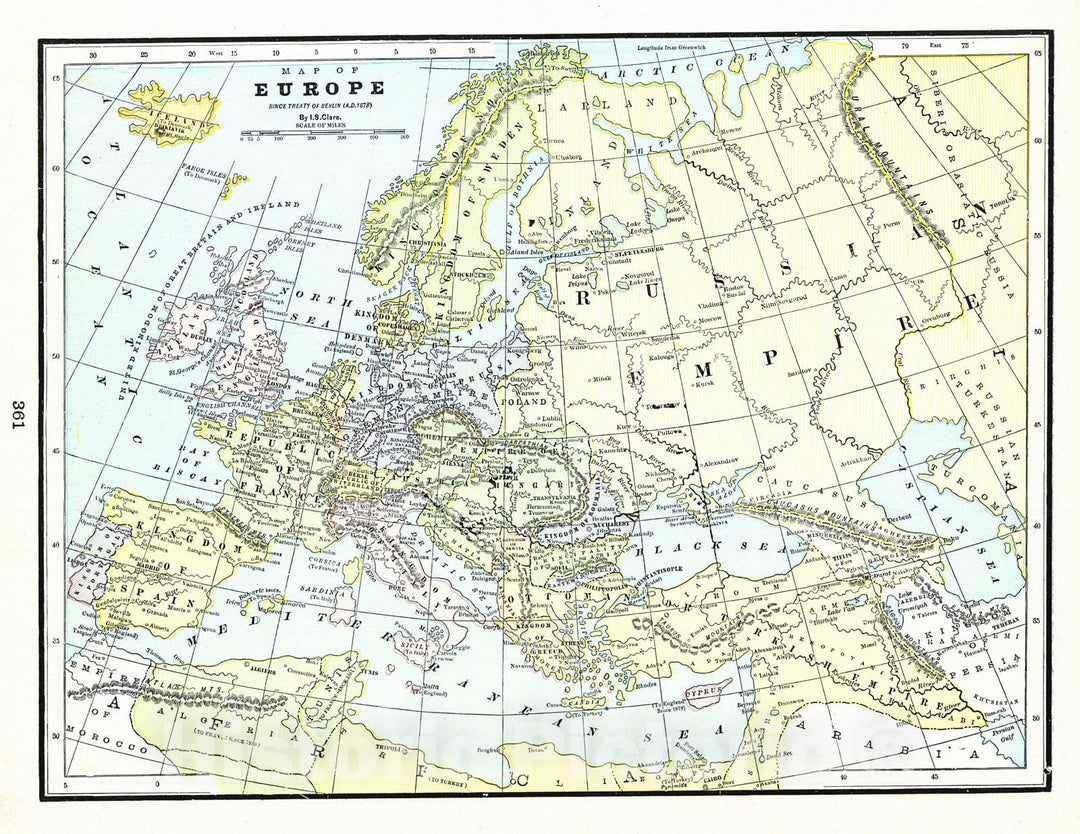 Historic Map : 1898 Map of Europe Since Treaty of Berlin (A.D. 1878) : Vintage Wall Art