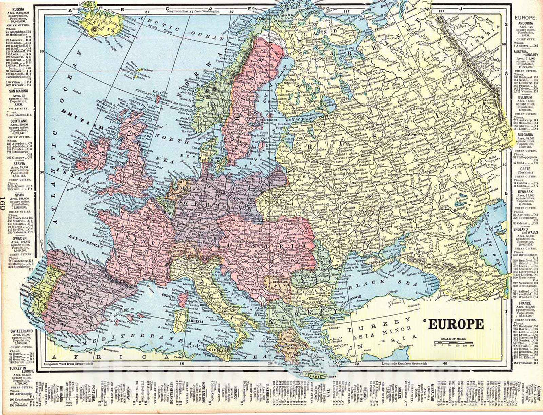 Historic Map : 1898 Map of Europe : Vintage Wall Art