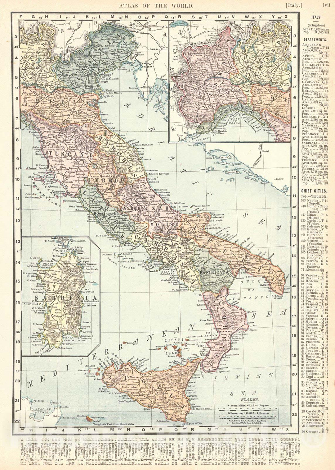 Historic Map : 1898 Italy : Vintage Wall Art