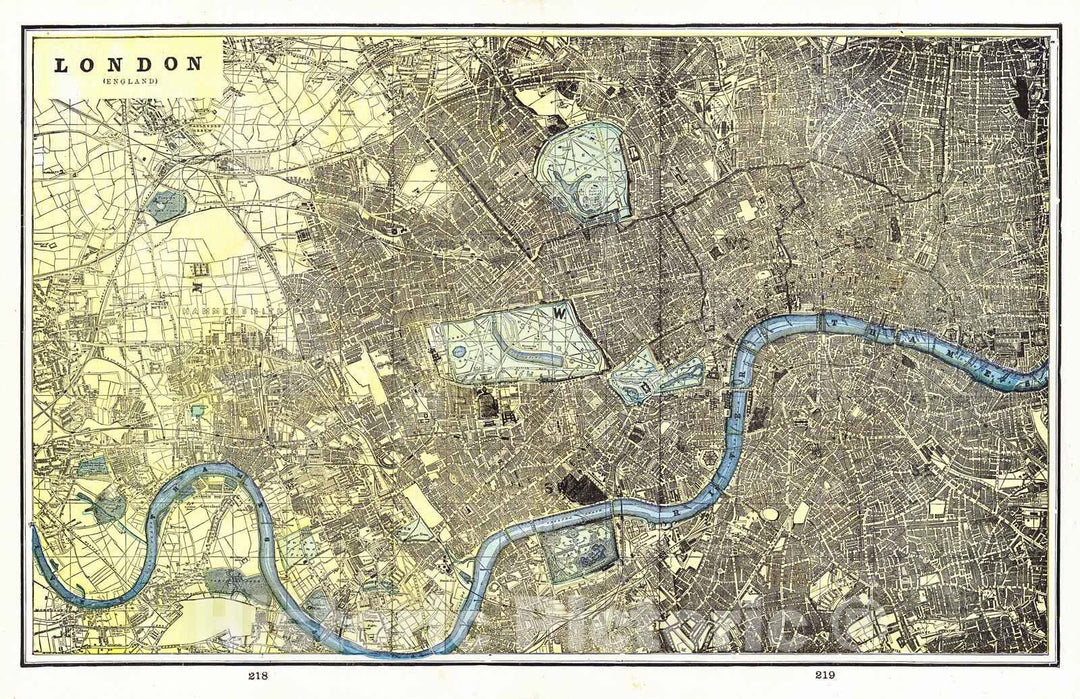 Historic Map : 1898 London (England) : Vintage Wall Art