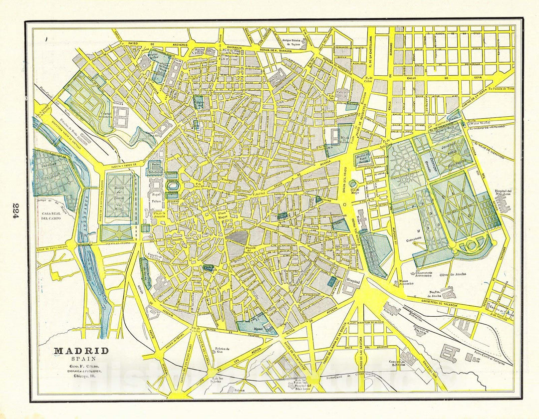 Historic Map : 1898 Madrid (Spain) : Vintage Wall Art