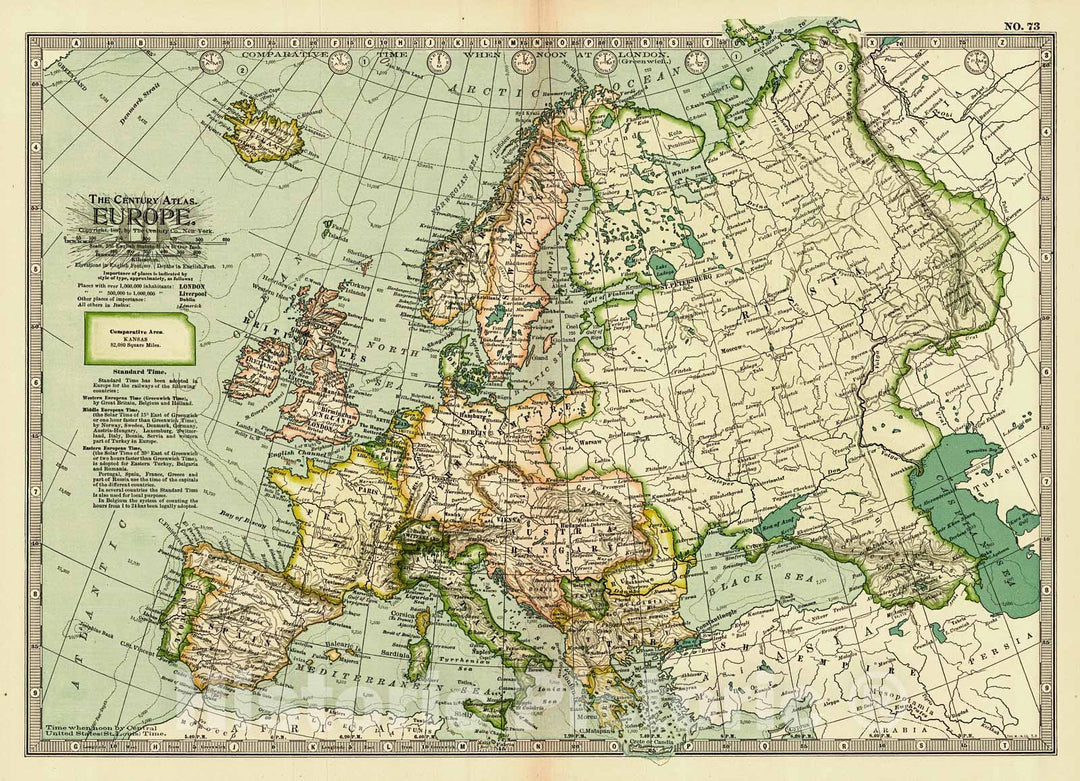 Historic Map : 1899 Europe : Vintage Wall Art