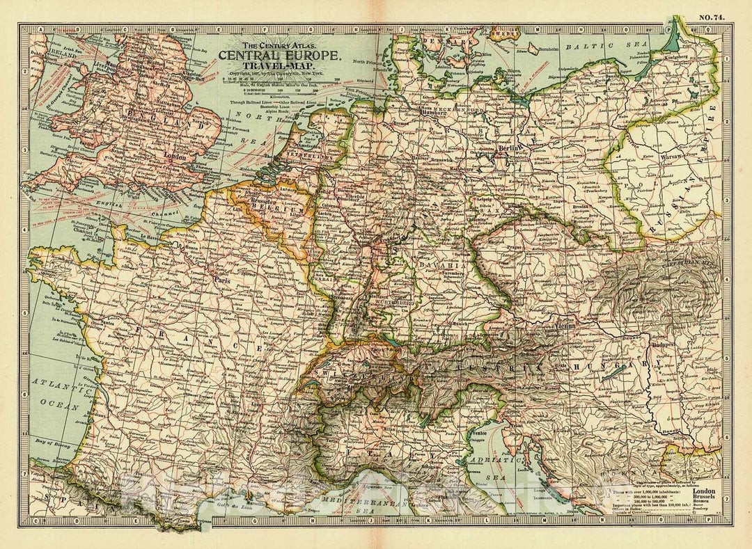 Historic Map : 1899 Central Europe : Vintage Wall Art