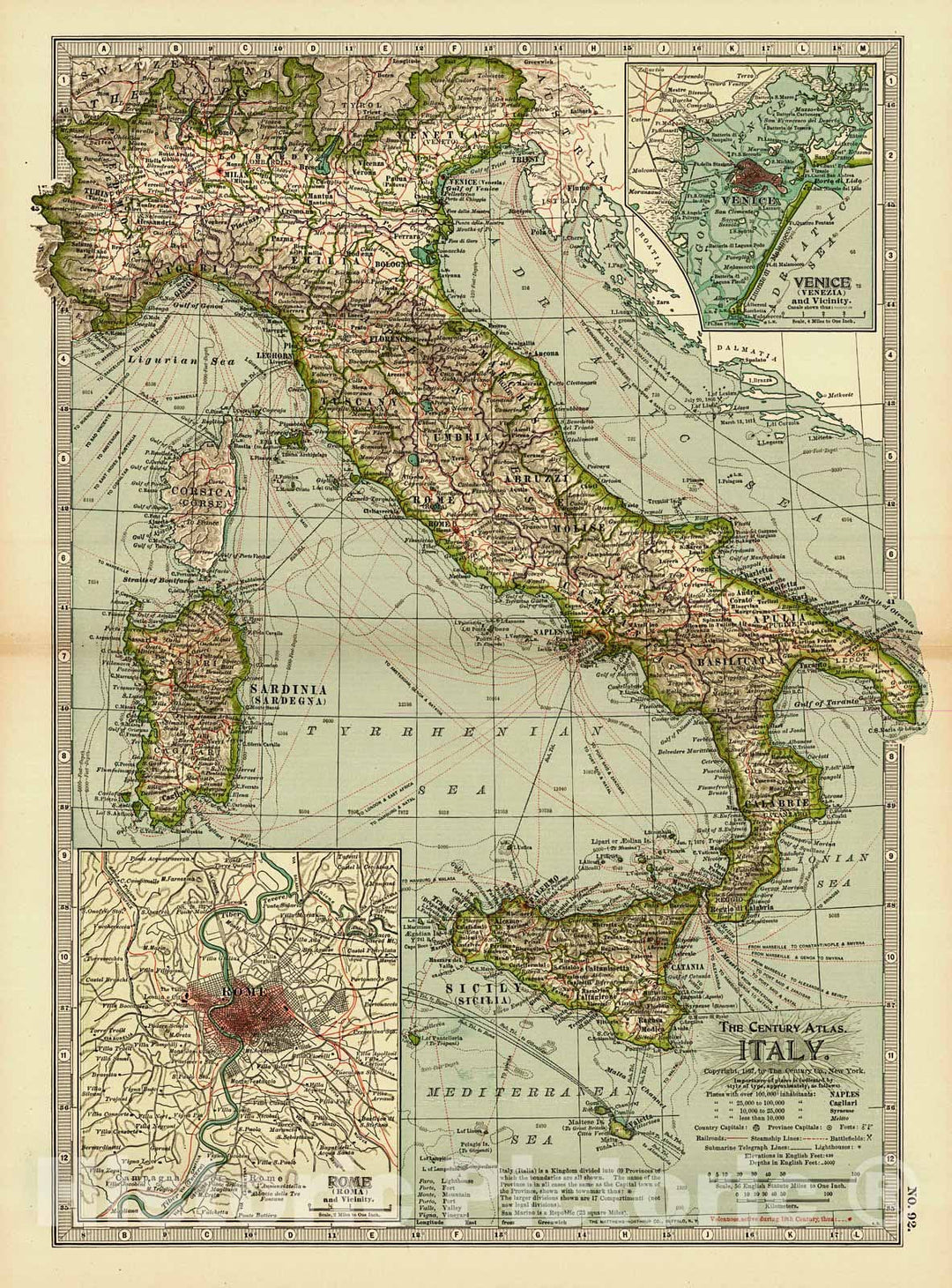 Historic Map : 1899 Italy : Vintage Wall Art