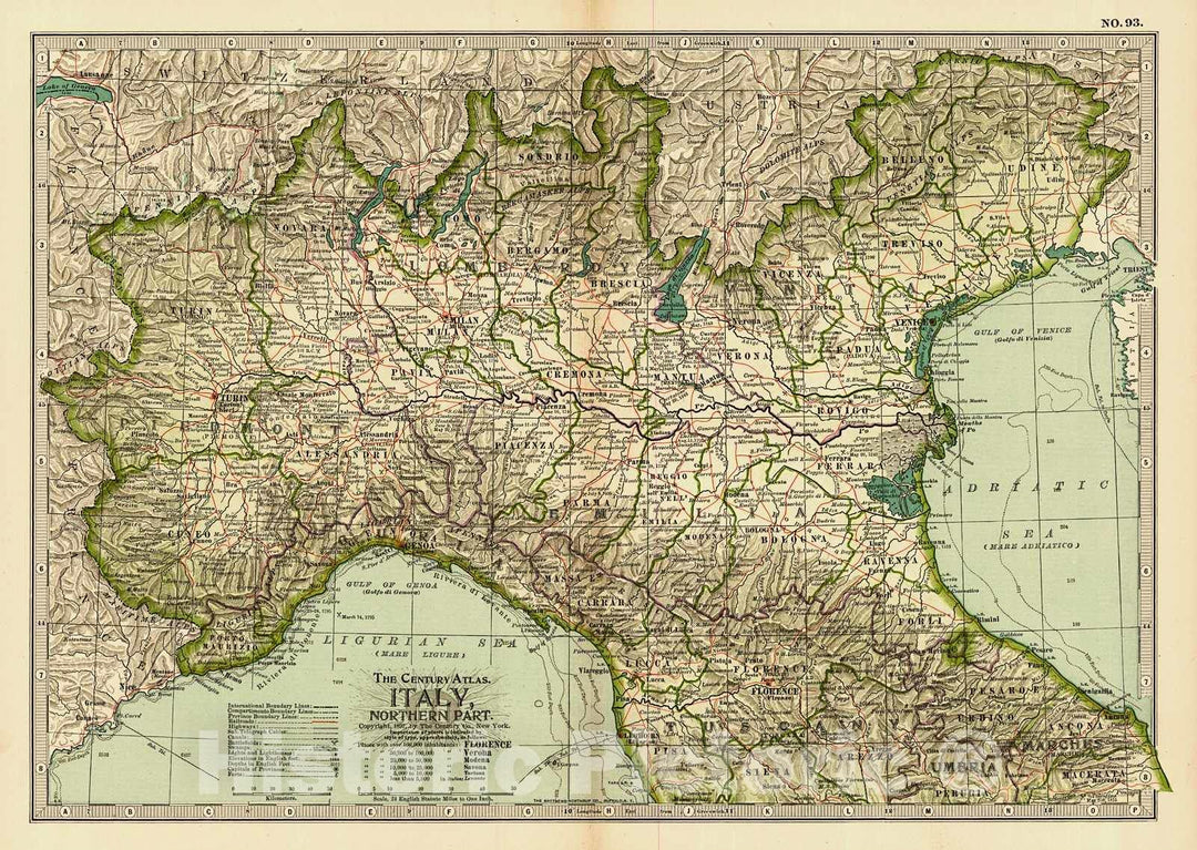 Historic Map : 1899 Italy, Northern Part : Vintage Wall Art