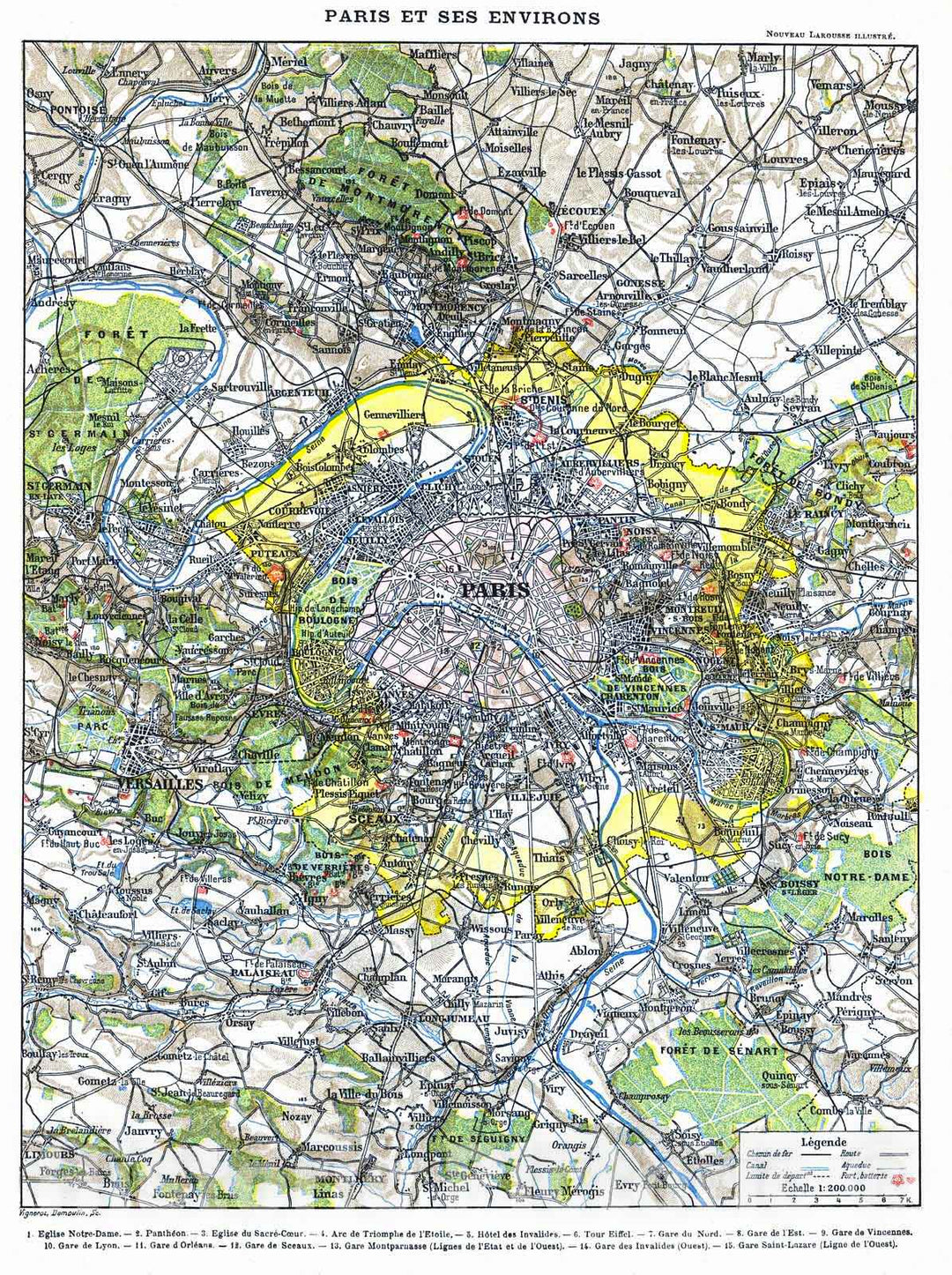 Historic Map : 1901 Paris et ses Environs : Vintage Wall Art