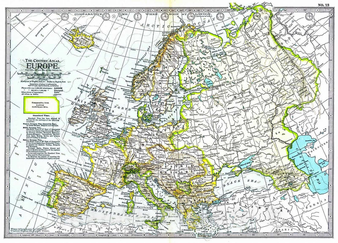 Historic Map : 1902 Europe : Vintage Wall Art