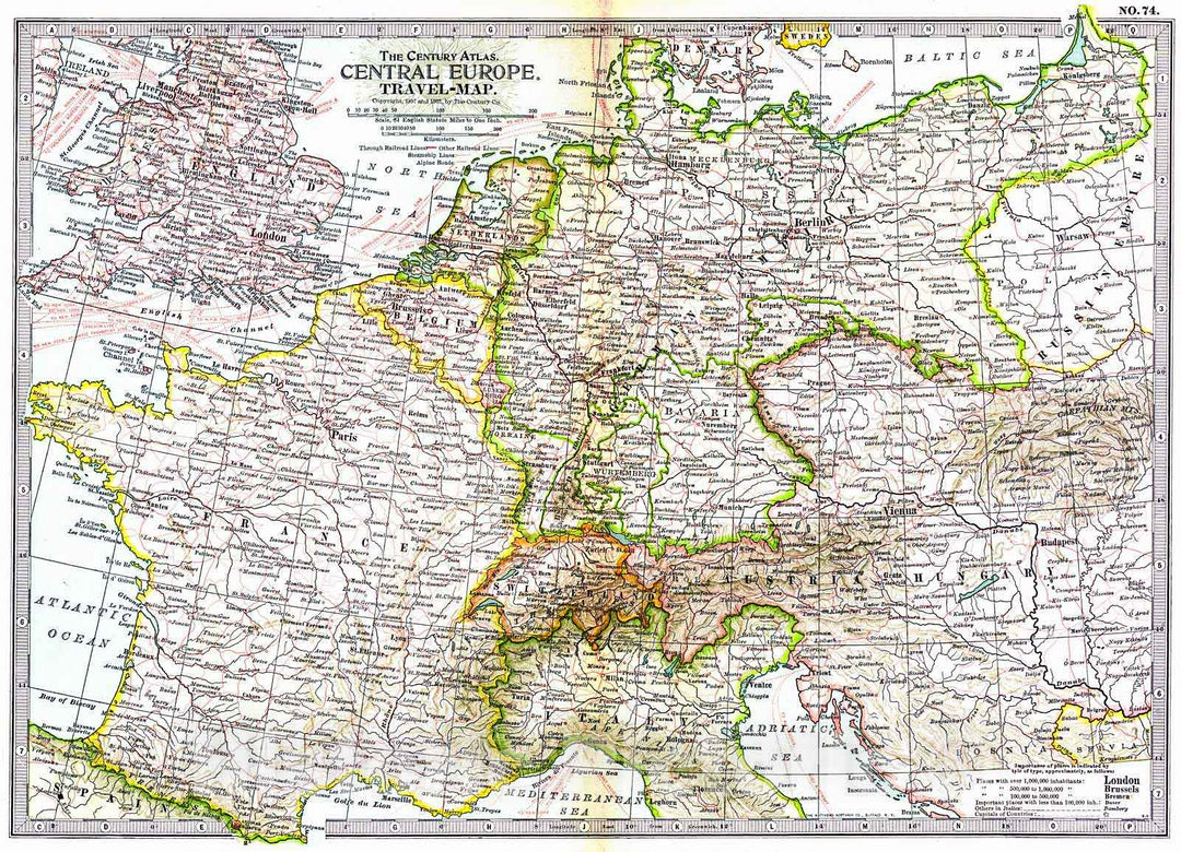 Historic Map : 1902 Central Europe : Vintage Wall Art