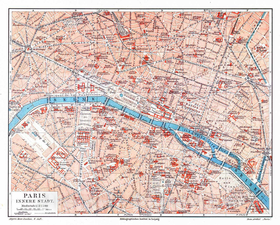 Historic Map : 1906 Paris Innere Stadt : Vintage Wall Art