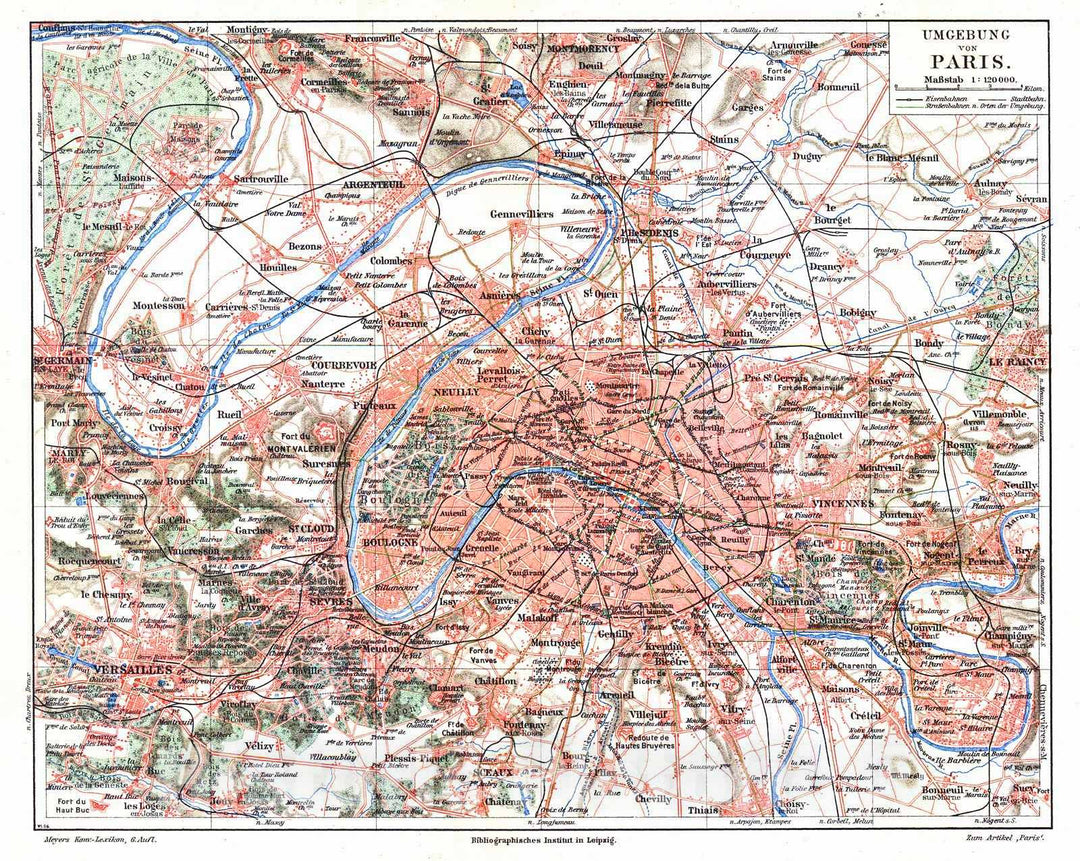 Historic Map : 1906 Umgebung von Paris : Vintage Wall Art